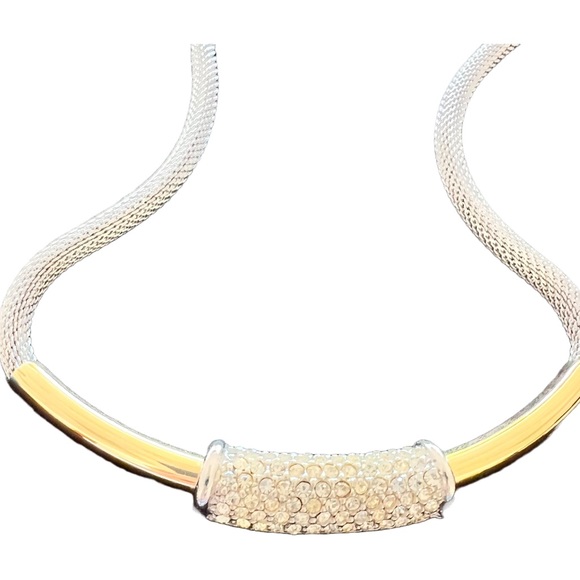 Vintage Napier Slide Bling Pendant Signed On Mesh Chain choker - Picture 2 of 7